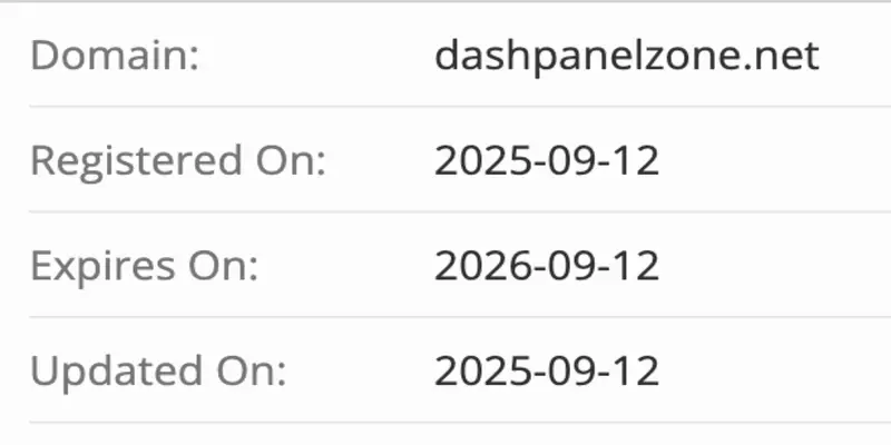 Dashpanel Zone домен домен Dashpanel Zone