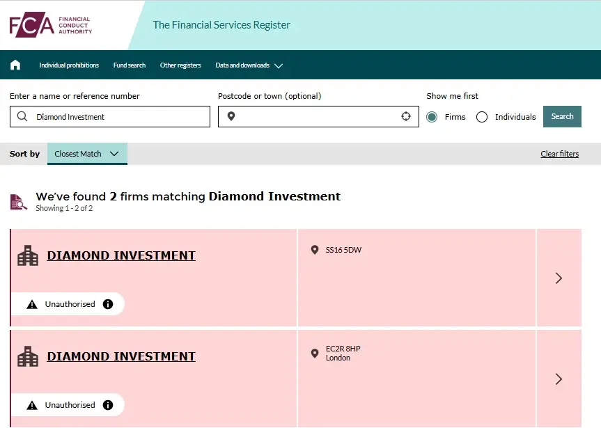 Проверка Diamond Investment в реестрах Центробанка