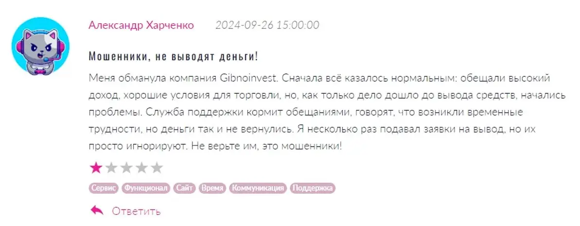 Отзыв о GibnoInvest Отзыв о GibnoInvest