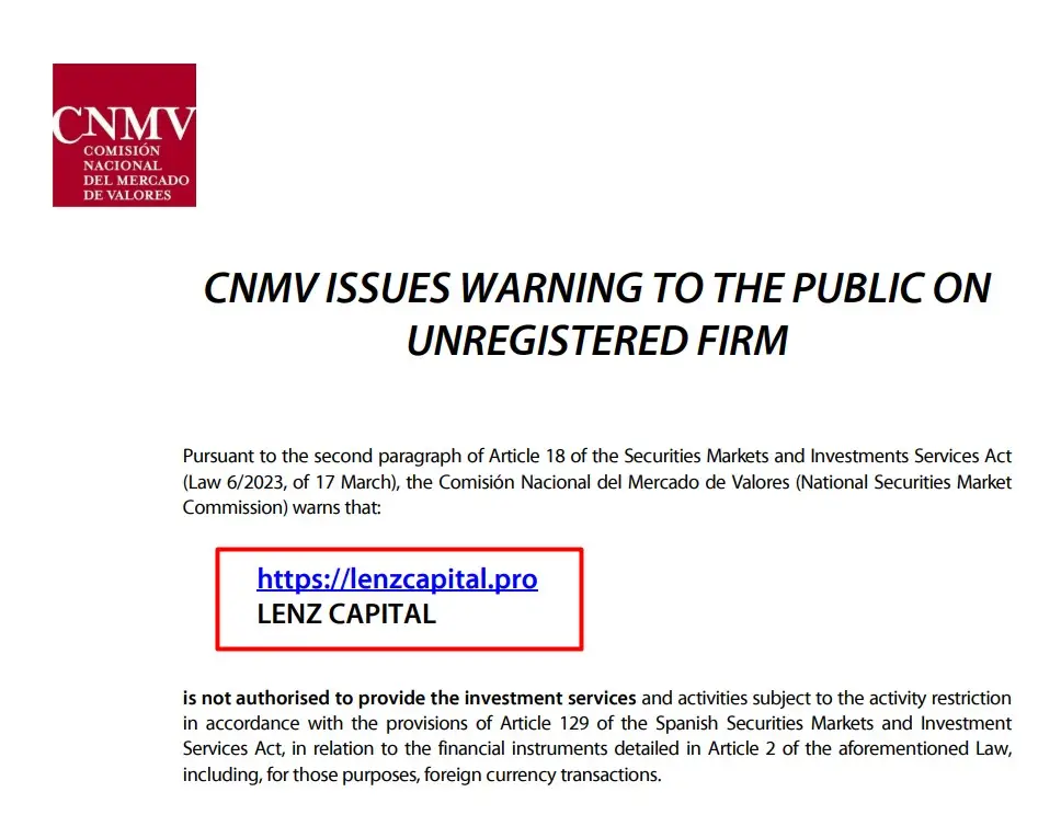 Проверка Lenz Capital в реестрах CNMV
