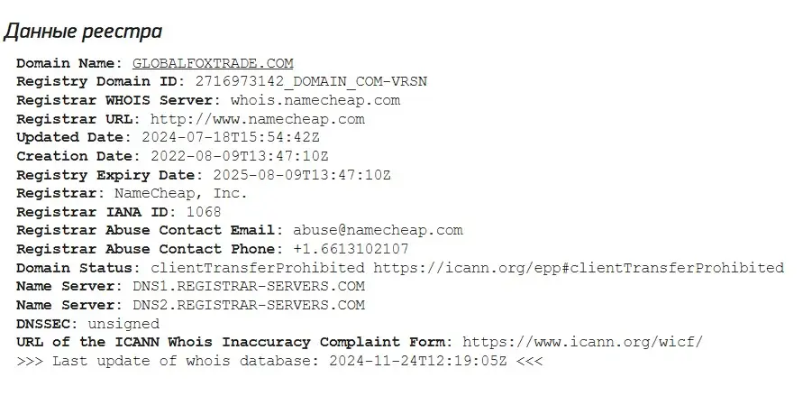 Проверка домена globalfoxtrade.com