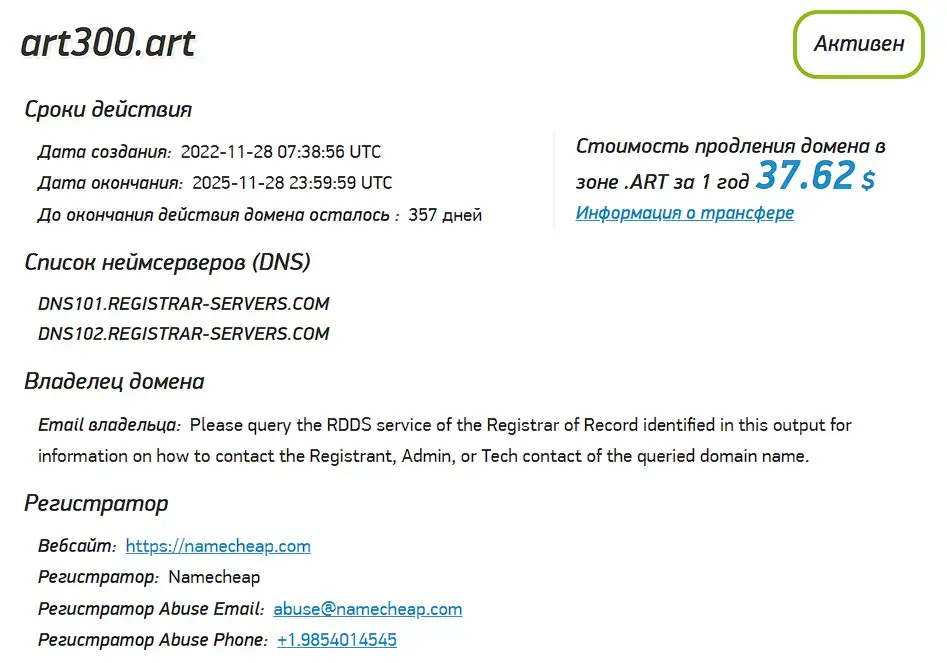 Проверка домена art300.art