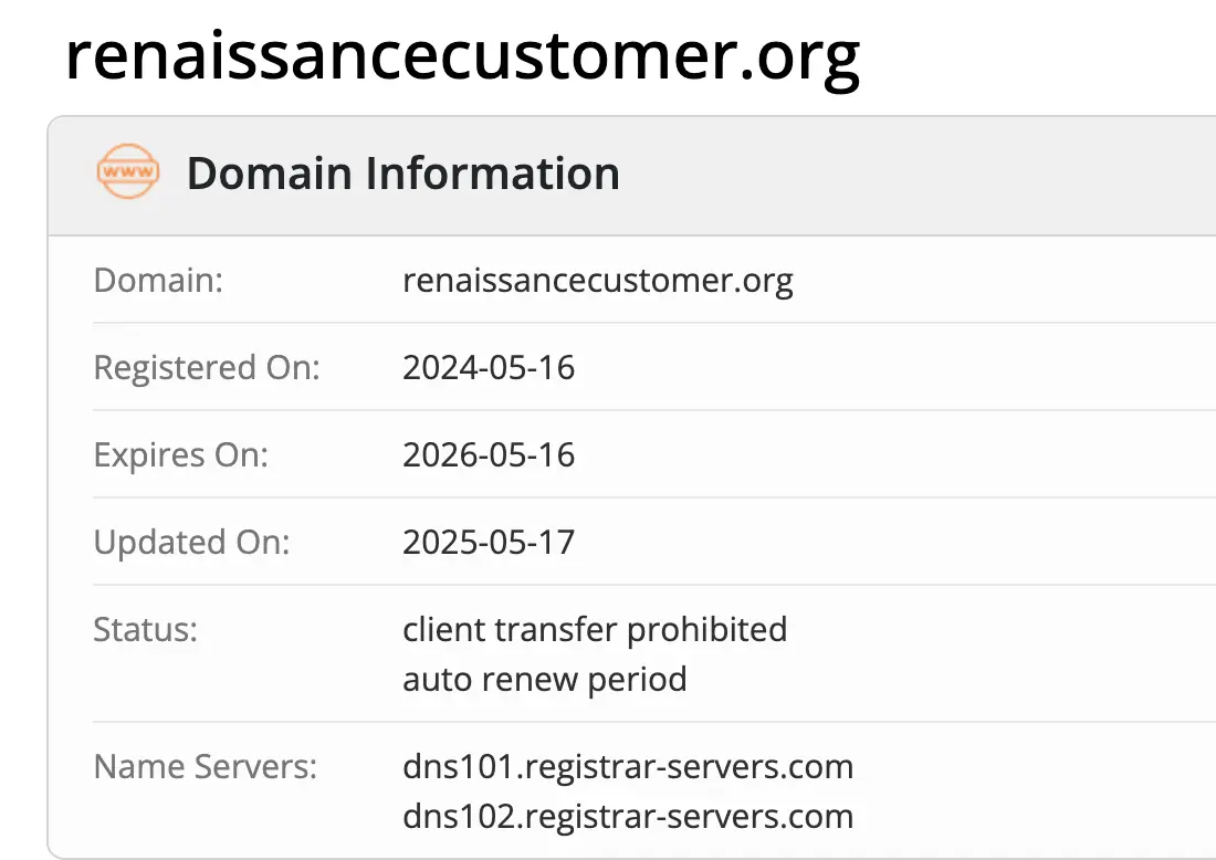 Renaissancecustomer домен