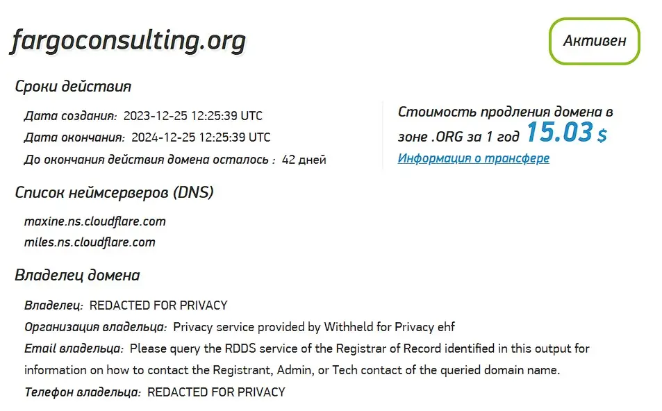 Проверка домена fargoconsulting.org