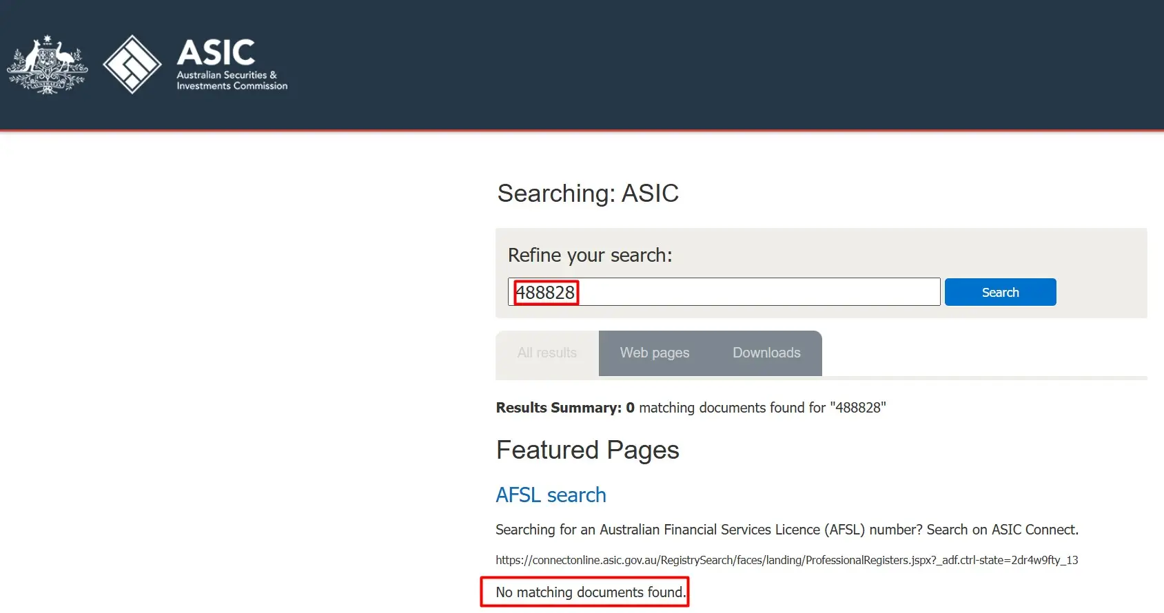 Проверка TAU Limited в реестре ASIC