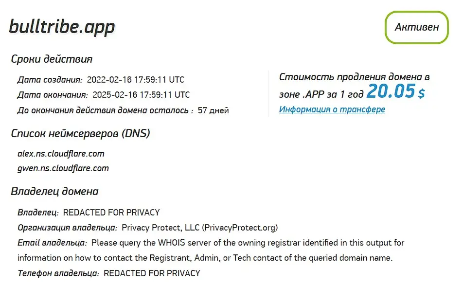 Проверка домена bulltribe.app