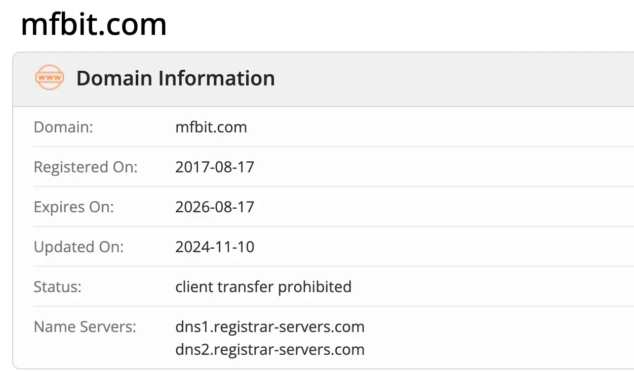 домен MFBIT Company Ltd MFBIT Company Ltd домен