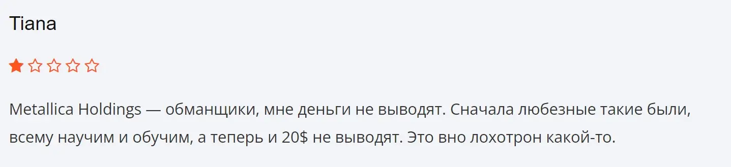 Отзыв о Metallica Holdings