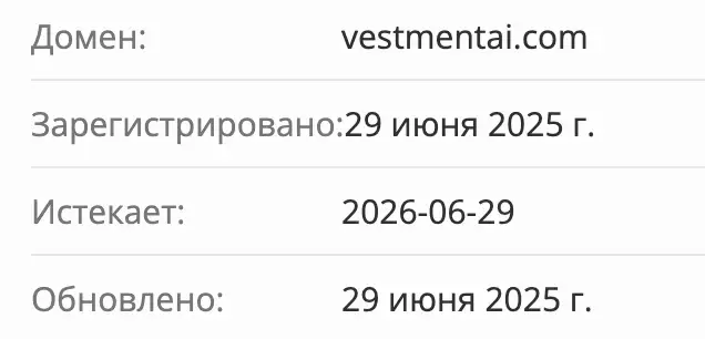 VestmentAi домен  домен VestmentAi