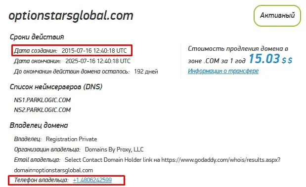Проверка домена optionstarsglobal.com