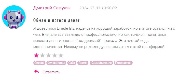 Отзыв о Linede Biz